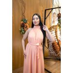 Vestido Longo Kendall em Tecido Corona Salmão | Modelagem Elegante e Atemporal (36 ao 46)