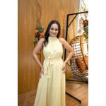 Vestido Longo Kendall em Tecido Viscolinho Amarelo | Modelagem Elegante e Atemporal (36 ao 46)