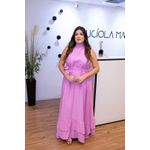 Vestido Longo Kendall em Tecido Corona Lilás | Modelagem Elegante e Atemporal (36 ao 46)