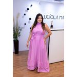 Vestido Longo Kendall em Tecido Corona Lilás | Modelagem Elegante e Atemporal (36 ao 46)