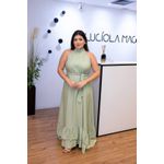 Vestido Longo Kendall em Tecido Corona Verde Menta | Modelagem Elegante e Atemporal (36 ao 46)