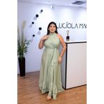 Vestido Longo Kendall em Tecido Corona Verde Menta | Modelagem Elegante e Atemporal (36 ao 46)