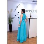 Vestido Longo Kendall em Tecido Viscolinho Azul Água | Modelagem Elegante e Atemporal (36 ao 46) 