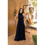 Vestido Longo Kendall em Tecido Corona Preto | Modelagem Elegante e Atemporal (36 ao 46)