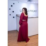 Vestido Longo Kênia em Crepe Seda Marsala | Elegância Moderna com Costas Abertas e Fenda Sofisticada (36 ao 44)
