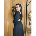 Vestido Longo Kênia em Crepe Seda Preto | Elegância Moderna com Costas Abertas e Fenda Sofisticada (36 ao 44) 