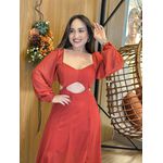 Vestido Longo Kênia em Crepe Seda Terra | Elegância Moderna com Costas Abertas e Fenda Sofisticada (36 ao 44)