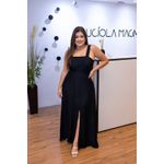 Vestido Longo Letícia em Tecido Linho Preto | Modelagem Casual com Fenda e Bolsos Laterais (36 ao 46) 