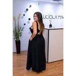 Vestido Longo Letícia em Tecido Linho Preto | Modelagem Casual com Fenda e Bolsos Laterais (36 ao 46) 
