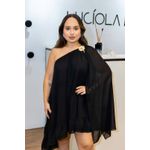 Vestido Carla Fivela Preto | Chiffon com Ombro Único e Fivela Dourada – Sofisticação e Modernidade do 36 ao 44