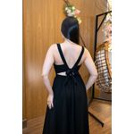 Vestido Maria Midi Crepe Duna Preto | Decote Princesa, Bojo e Corte Assimétrico – Elegância e Sofisticação do 36 ao 44 