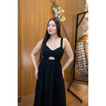 Vestido Maria Midi Crepe Duna Preto | Decote Princesa, Bojo e Corte Assimétrico – Elegância e Sofisticação do 36 ao 44 