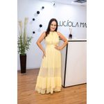 Vestido Nathalia Amarelo | Gola Alta e Cintura Marcada – Elegância e Leveza do 36 ao 42 