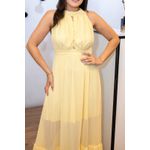 Vestido Nathalia Amarelo | Gola Alta e Cintura Marcada – Elegância e Leveza do 36 ao 42 