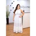 Vestido Nathalia Branco | Gola Alta e Cintura Marcada – Elegância e Leveza do 36 ao 42
