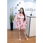 Vestido Sabrina Estampado Rosa em Crepe Seda | Delicadeza e Sofisticação do 36 ao 44 
