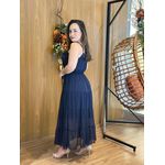 Vestido Suellem Midi em Chiffon Azul Marinho | Elegância Clássica com Toque Romântico (36 ao 44) 