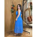 Vestido Suellem Midi em Chiffon Azul | Elegância Clássica com Toque Romântico (36 ao 44) 