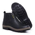 Botina em couro Legítimo Luckshoes Preto
