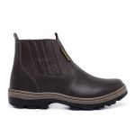 Botina em couro Legítimo Luckshoes Marrom