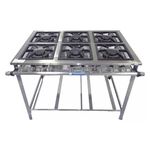 Fogão Industrial 6 Bocas Duplas Baixa Pressão P7 G30x30 Inox Tradicional - MR Fogões