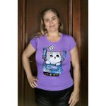 T-SHIRT VISCOSE ESTAMPADA FLOCADA LILÁS