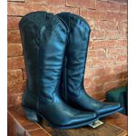 Bota Feminina Texana Tucson - Couro Preto Lisa - Solado P51 Rústico