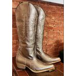 Bota Texana Feminina Tucson - Couro Prata Envelhecida - Solado P51