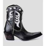 Bota Feminina Tucson - Couro preto e branco