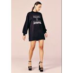 VESTIDO MOLETOM BORDADO SHINE -PRETO / PRATA