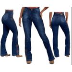 CALÇA JEANS FEMININA BUPHALLOS FLARE BORDADO