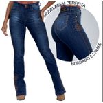 CALÇA JEANS FEMININA BUPHALLOS FLARE BORDADO