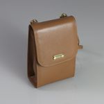 Bolsa Lia Caramelo - Metal Ouro | Couro Legítimo