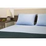 Kit Lençol com Elástico Solteiro Azul Blue + Fronha - Exclusiva Malha Novo Toque 100% Algodão - Super Penteada (2pçs)
