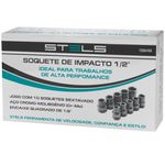 Jogo de Soquete de Impacto Sextavado 1/2 Pol 10 a 24mm com 11 Peças 1326255 Stels