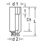 Soquete Sextavado de Impacto Longo 1.1/8 Pol Encaixe 3/4 Pol K32L 20.159 Gedore