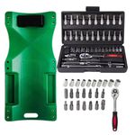 Kit Jogo Ferramentas 46 Peças Crv 1/4 Pol FNT-1123 + Carrinho Esteira para Mecânico FNT-1096