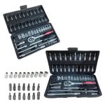 Kit Jogo Ferramentas 46 Peças Crv 1/4 Pol FNT-1123 + Macaco Garrafa 3 Ton FNT-1126