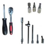 Kit Jogo Ferramentas 46 Peças Crv 1/4 Pol FNT-1123 + Macaco Garrafa 3 Ton FNT-1126