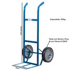 Carro Armazém para Carga de 150kg Pneu Maciço Azul 15A Metalosa