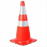 Cone Refletivo de PVC Branco e Laranja 75cm NBR 15071 Plasticor