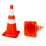 Cone Refletivo de PVC Branco e Laranja 75cm NBR 15071 Plasticor