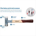 Martelo Antirretrocesso Com Cabo De Madeira 690g 248 H-35 050.351 Gedore