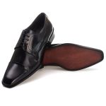 Sapato Social Derby Masculino Mônaco em Couro Naturaly Preto