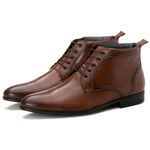 Bota Social Masculina Santiago em Couro de Carneiro Mouro