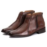 Bota Social Masculina Aroeira com dois Zíperes em Pelica Mouro