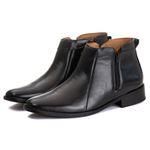 Bota Social Masculina Aroeira com dois Zíperes em Pelica Preta