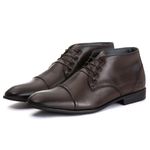 Bota Derby Social Masculina Santiago em Couro de Carneiro Café