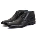 Bota Derby Social Masculina Santiago em Couro de Carneiro Preto