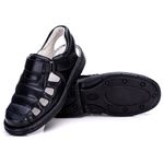 Sandália Masculina Bico Fechado Total Comfort Couro de Carneiro Preto com Palmilha de Gel Antiestresse